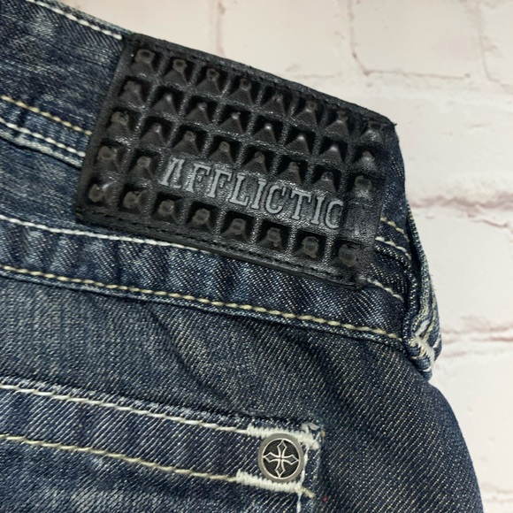 Affliction Buckle Grant Dark Blue Relaxed Distressed Jeans Size 40 x 31 - Picture 5 of 8